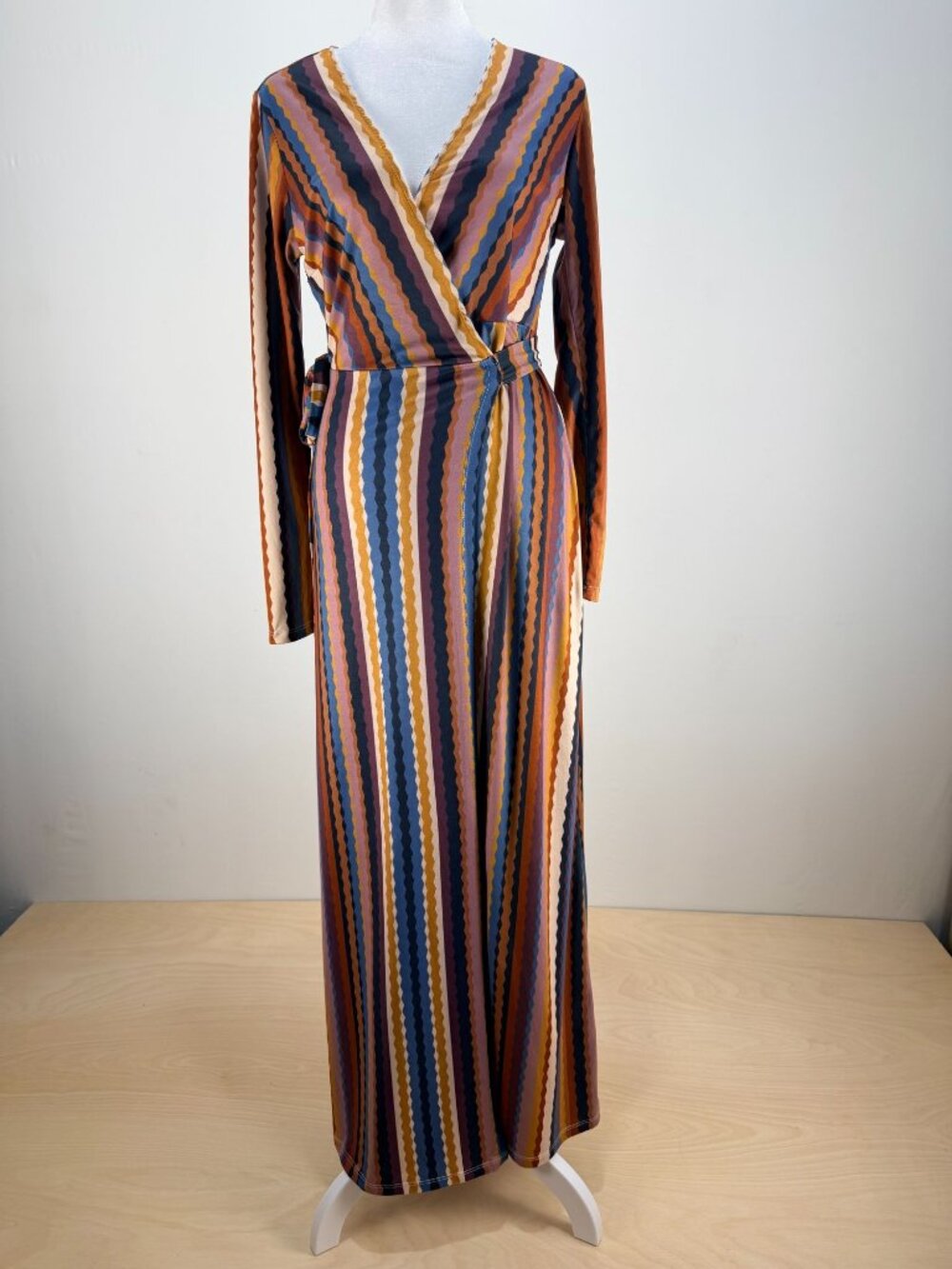 VICI Wrap Maxi Dress Striped Boho Long Sleeve Multicolor Size M - Picture 14 of 14